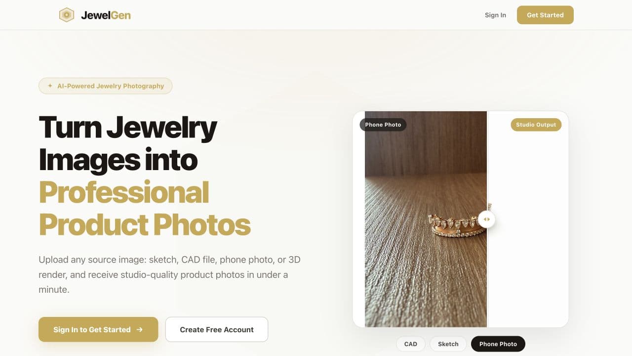 JewelGen AI website screenshot
