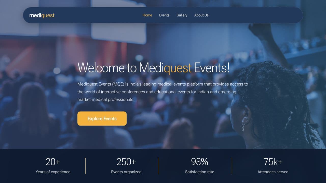 Mediquest Events website screenshot